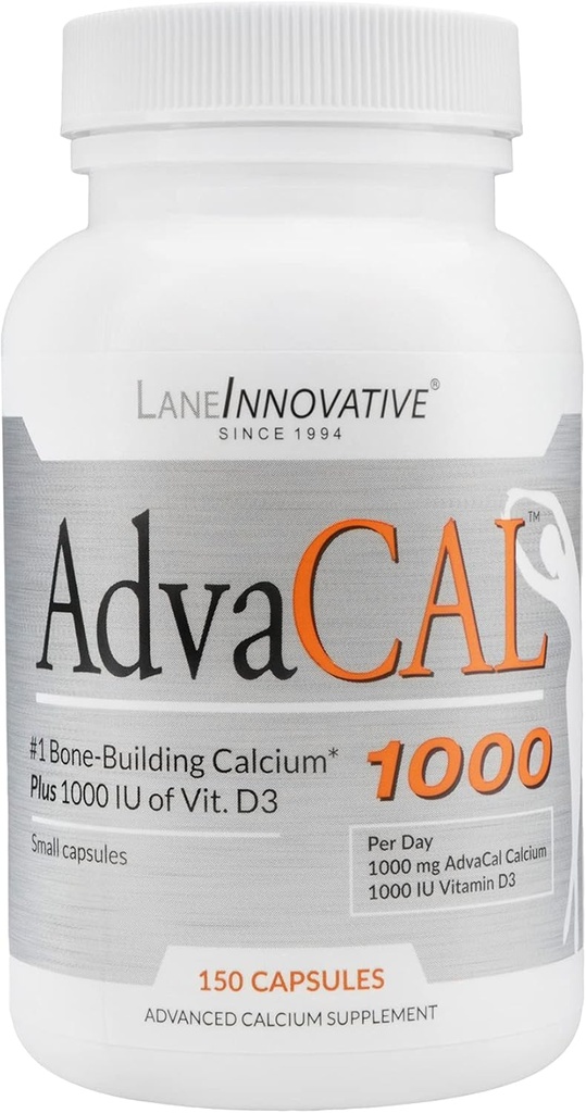Lane Innovative - AdvaCAL 1000, Advanced Calcium Supplement, Easy to Swallow Extra Small Capsule, Supporti Aumentata Densità di Bone (50 Serve)
