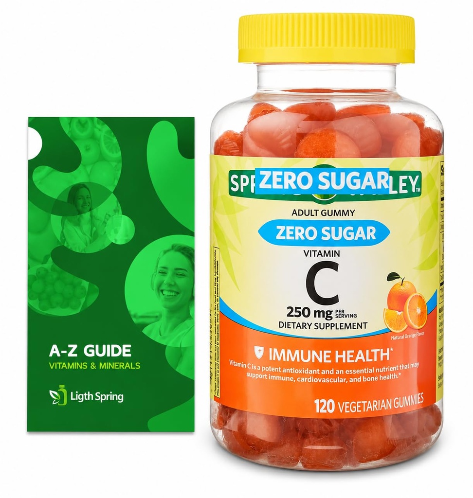 Zero Zucchero Vitamina C Gummies Integratore alimentare, 250 mg, 120 Ct Bundle con Vitamine Esclusive & Minerali - A to Z - Better Ligth&Spring Guide
