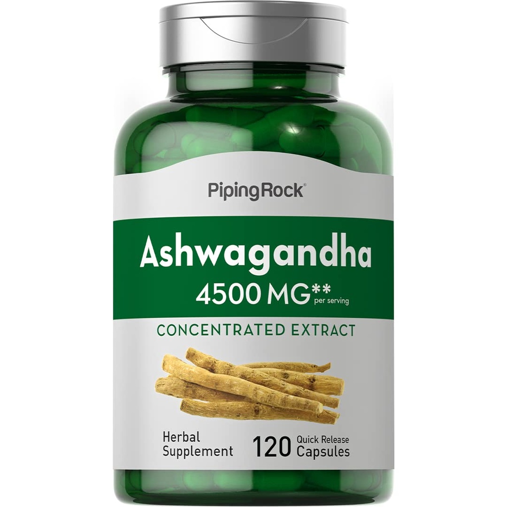 Piping Rock Ashwagandha Capsule | 120 Count | Integratore di erbe con Estratto di pepe nero | per le donne e gli uomini | Non-GMO, Gluten Free