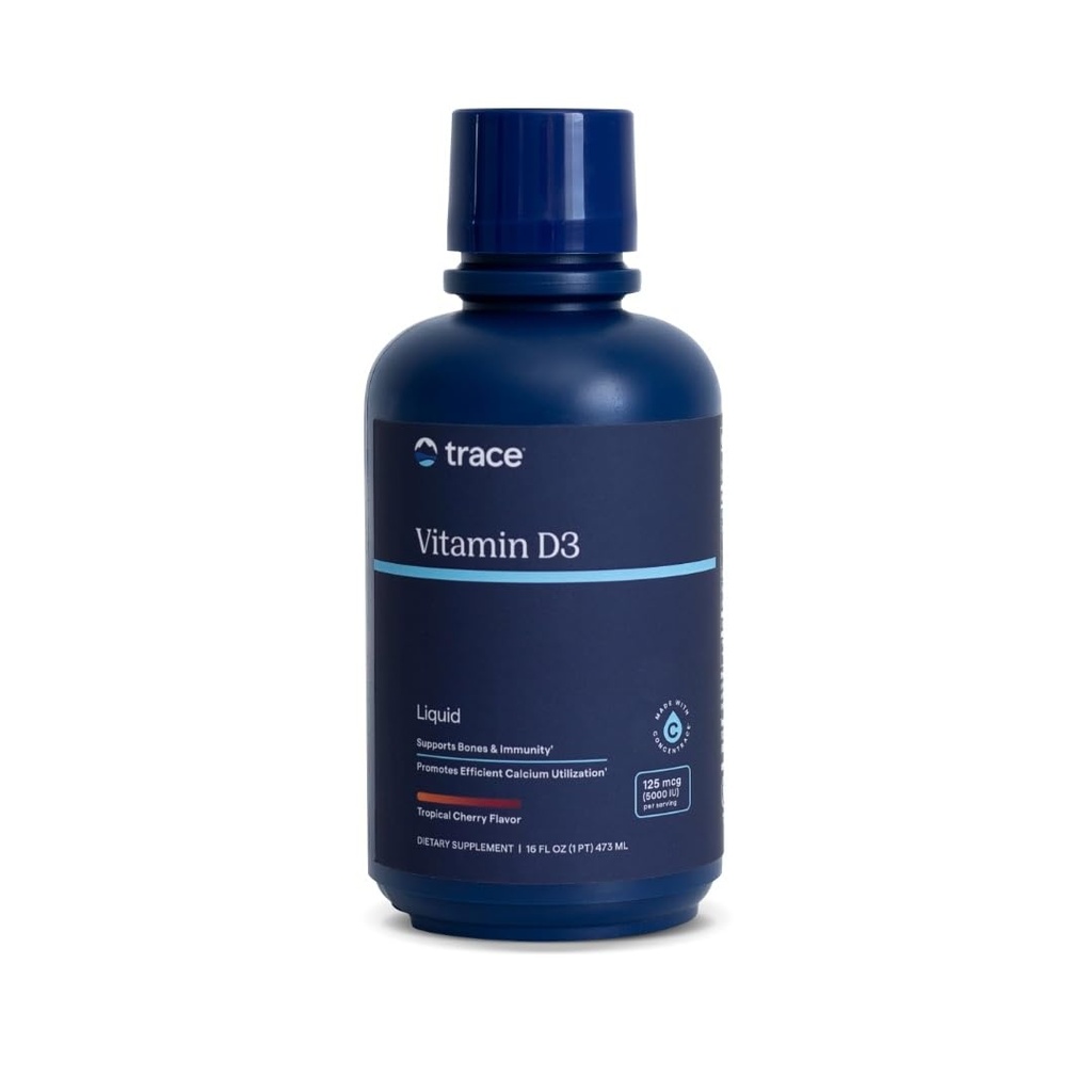 Vitamina D3 - Integratore Vitamina D3 per la Salute del Bone - Utilizzo efficiente del calcio - Supporto del sistema immunitario - Liquido di assorbimento rapido - Flavoro tropicale della ciliegia - 16 fl oz (32 Serve)