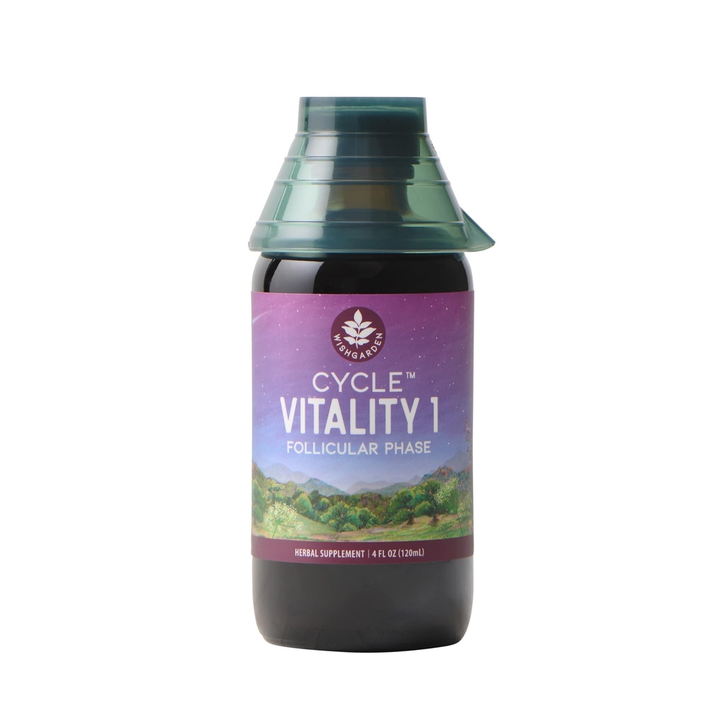 WishGarden Erbe Ciclo Vitalità I Fase Follicolare - Integratore di erbe vegetale w/Vitex & Black Cohosh, Supporti livelli di estrogeno ottimali & Encourages Cicli mestruali sani & Funzione del fegato, 4oz