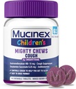 Mucinex bambini Mighty Chews Nighttime Kids Cough Medicine, facile da fare Cough Suppressant con Dextromethorphan, Kids Travel Medicine for Cough, Mixed Berry Flavor, 16 Medicated Chewable Tablets
