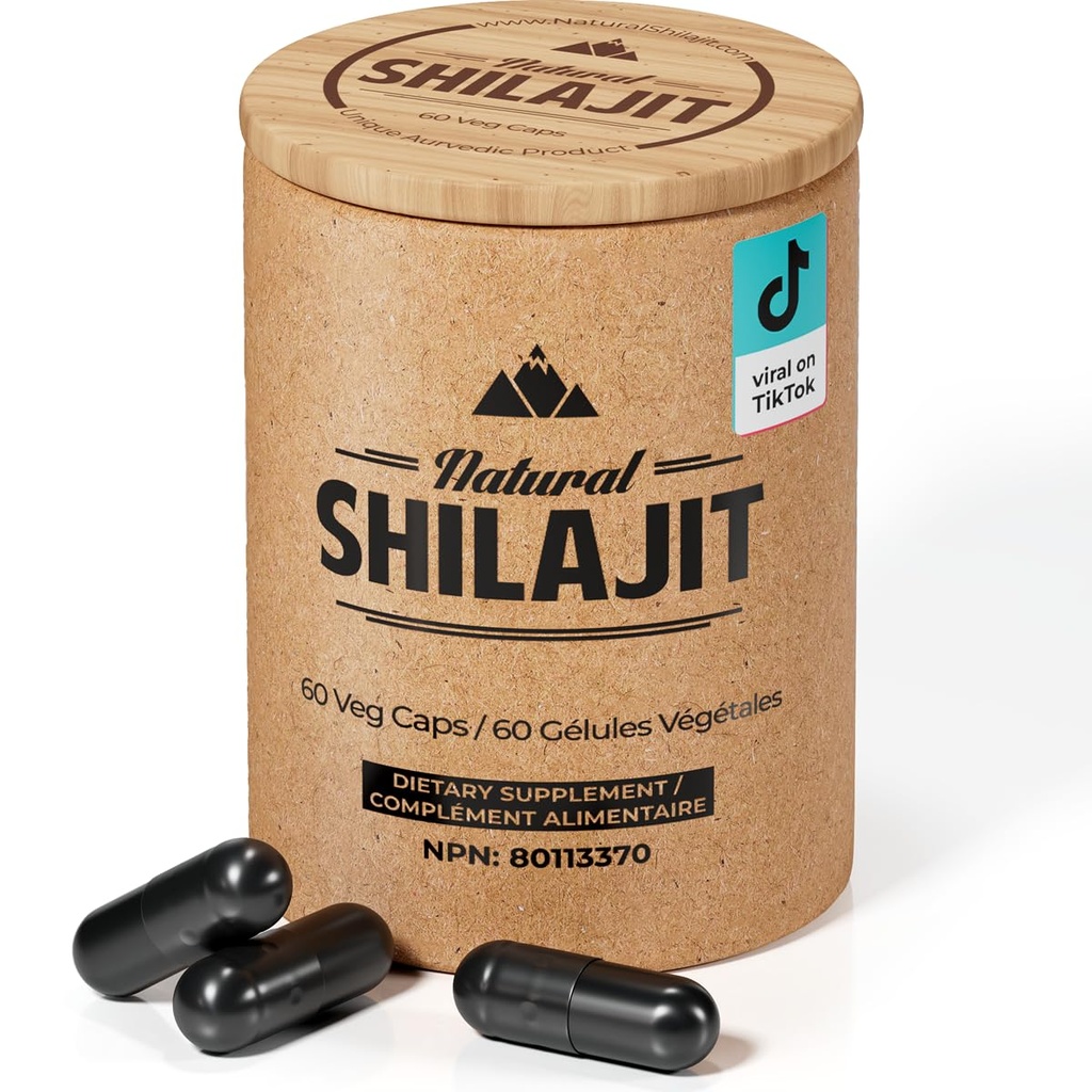 Capsule SHILAJIT NATURAL (2 Mesi di Alimentazione) - 60 Conte - Shilajit per Uomini e Donne con Acido Fulvico & Minerali Trace, Nutrienti Basati per Energia, Supporto Immune & Vitalità