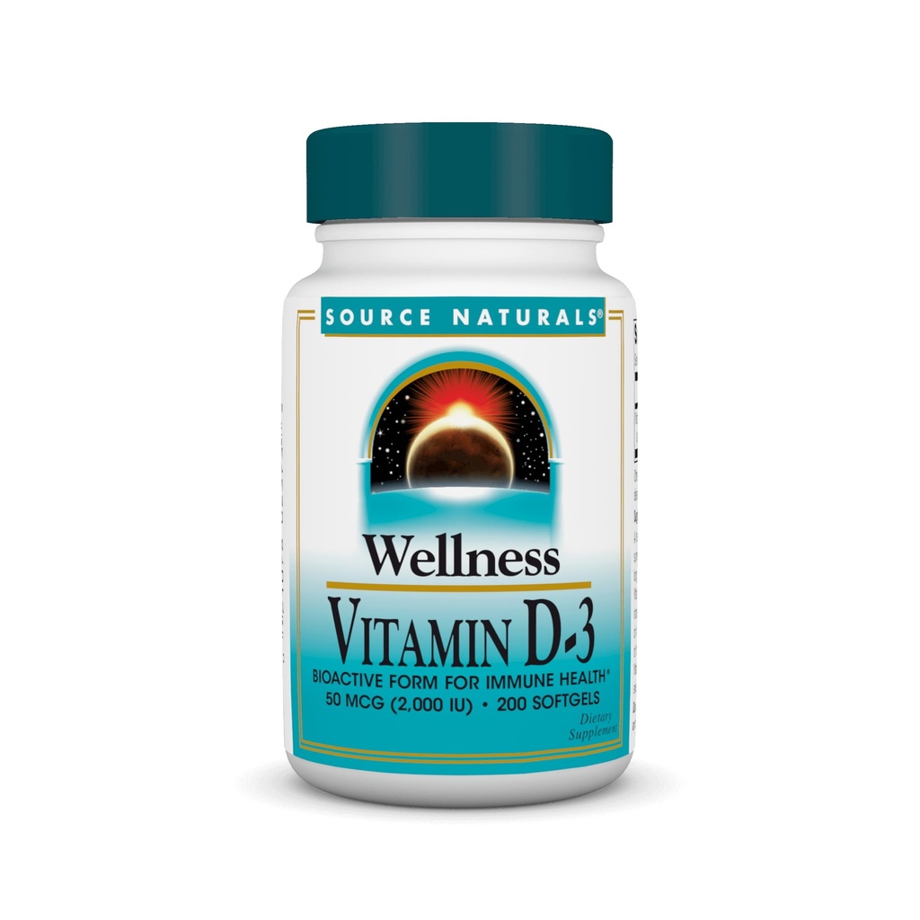 Fonte Naturals Benessere Vitamina D-3 2000 iu Forma Bioattiva per la Salute Immune* - 200 Softgels