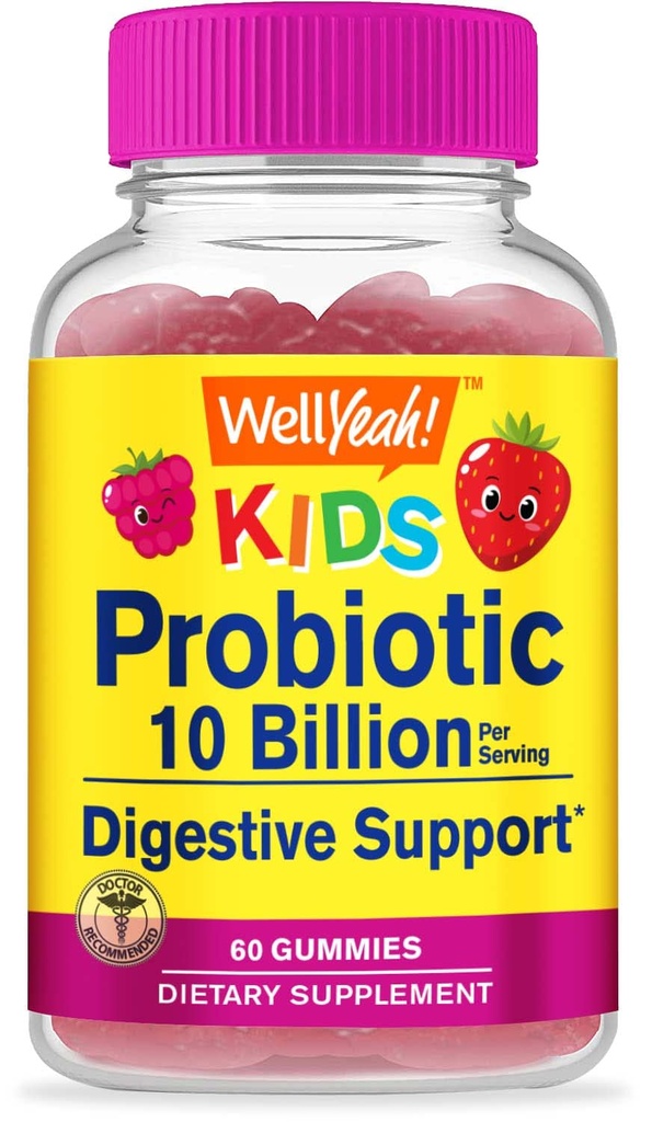 BeneSì Probiotici per bambini Gummies -10 miliardi di CFU - per la salute del fegato, la salute immunitaria e il supporto digestivo - Supplemento masticabile al gusto di bacche - Vegan, Non OGM, Gluten Free Kids Probiotic -60 Gummies