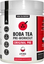 Boba Tea Pre-Workout Powder | Lychee Flavor | 125-250mg Caffeine | L-Citrulline, Beta Alanine, Alpha-GPC | Ingredienti reali | Polvere pre allenamento Premium per uomini e donne | 20-40 Serve