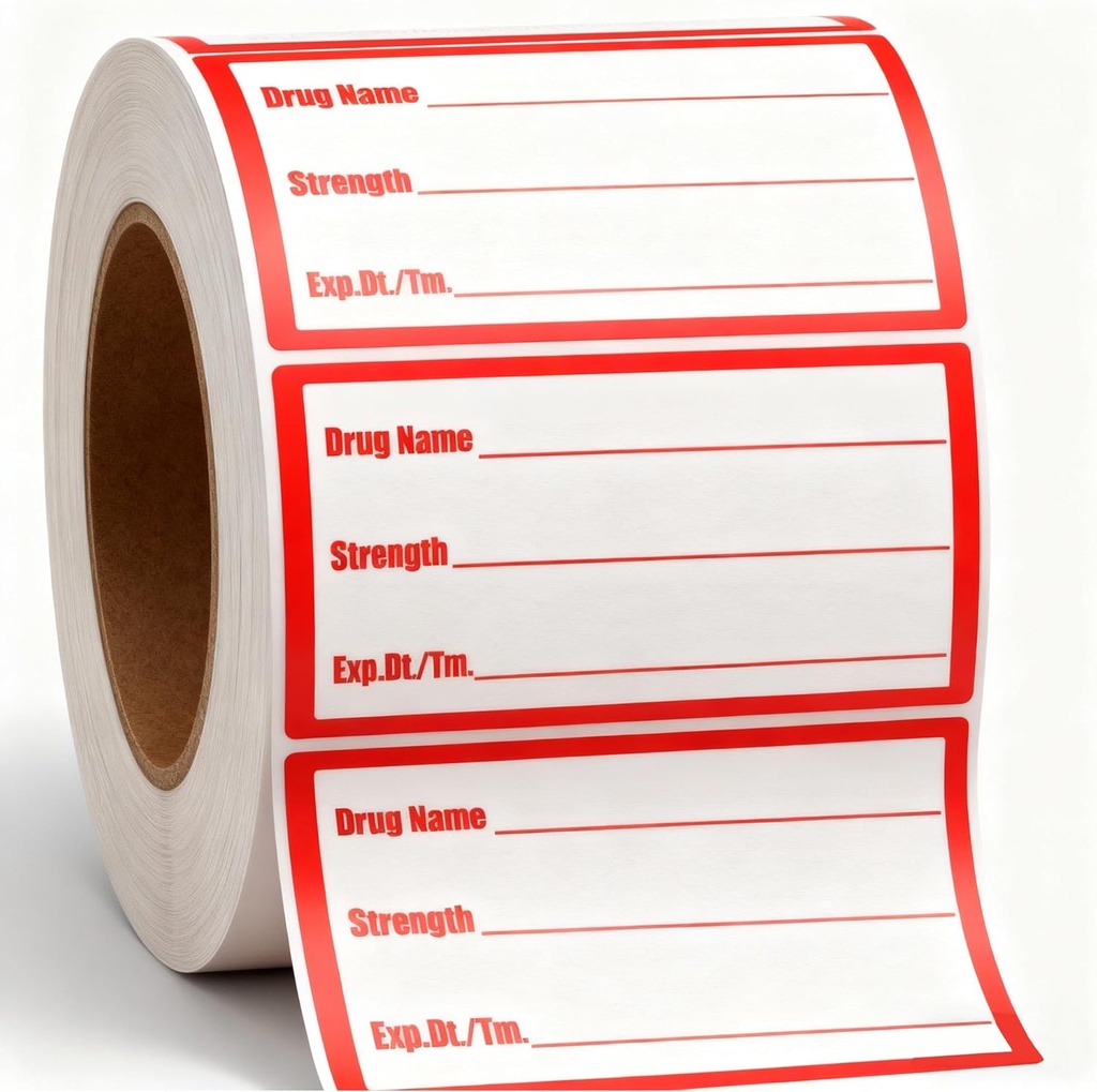 500Pcs Nome della droga Etichette Etichette Autoadesivi di resistenza di farmaci 1x2 Inch-Veterinary Etichette di reminder