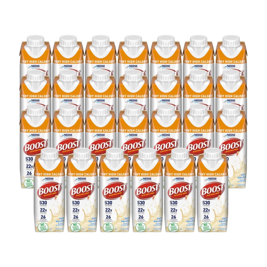 Boost Very High Calorie Nutrizione Bevanda, Molto Vanilla - Nessun colore artificiale o dolcificanti - 8 FL OZ (Pack of 27)
