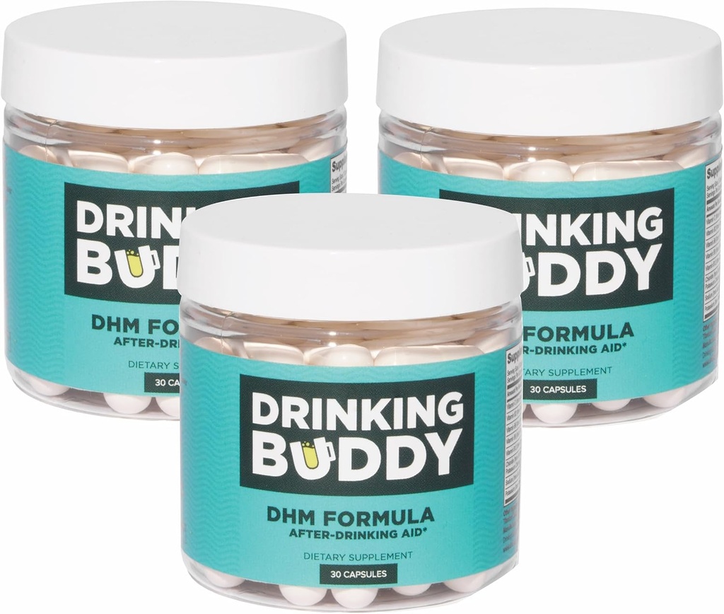 Bere Buddy (3pack, After-Drinking Aid con DHM, Prickly Pear, L-Cystine e L-Theanine, Latte Thistle, B-Vitamins, Ginger