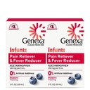 Genexa Infants' Clean Acetaminophen | Pediatrician Preferiti Ingredienti | Riduzione del dolore e della febbre per i bambini | Dye Free, 0% Additivi artificiali | Organic Blueberry Flavor, 4 fl oz (2 Pack)