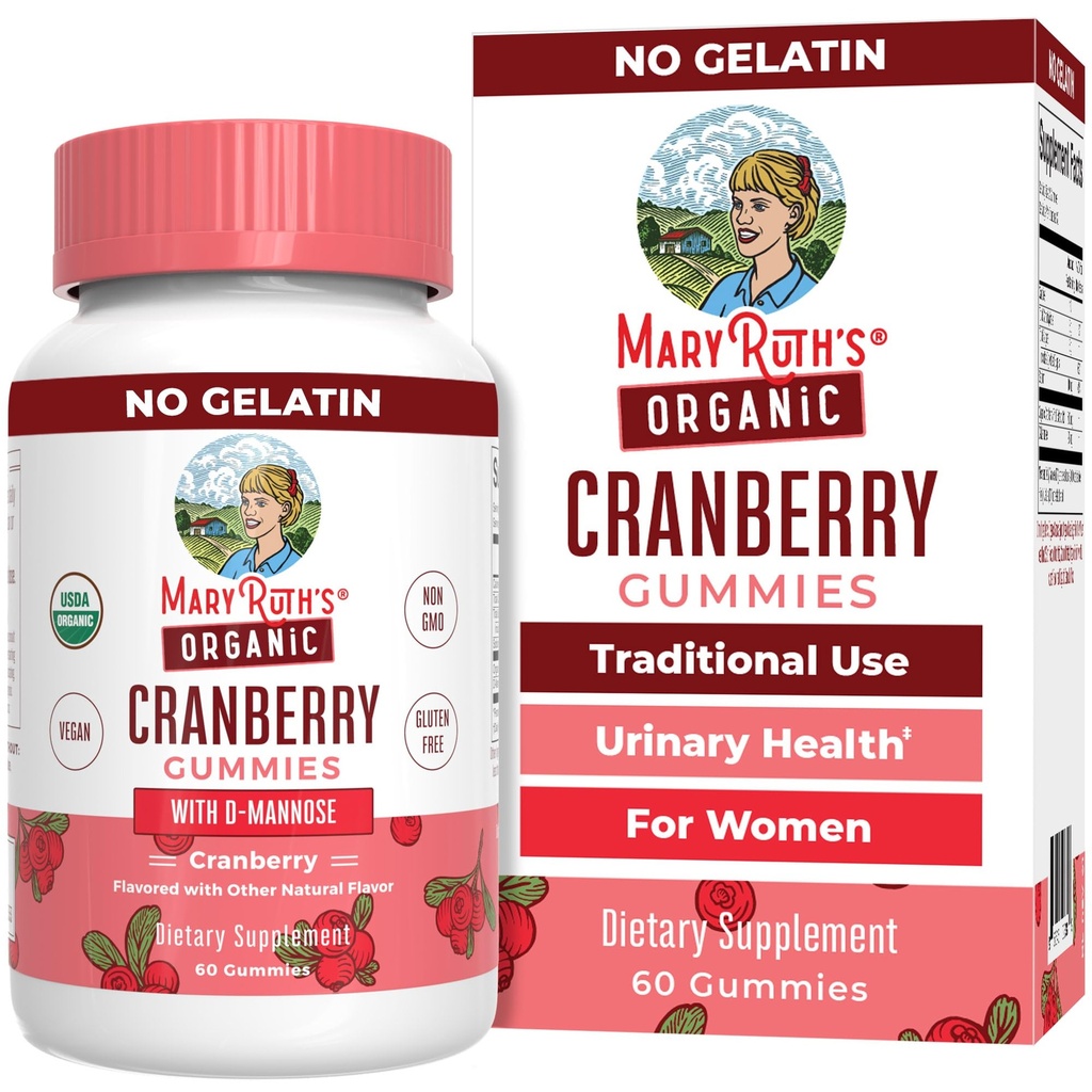 MaryRuth Organic Cranberry Gummies - 500mg Supplemento | Salute del tratto urinario per le donne | con D Mannose | Uso tradizionale | USDA Organic | Vegan | Non OGM | 30 Serve