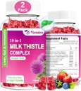 Gummie di cardo al latte, 10 in 1 Formula di erbe per la pulizia del fegato Riparazione del disintossicazione con radice di dadelion, curcuma, funzione di fegato ottimale di carciofo e aroma mista di bacche digestive