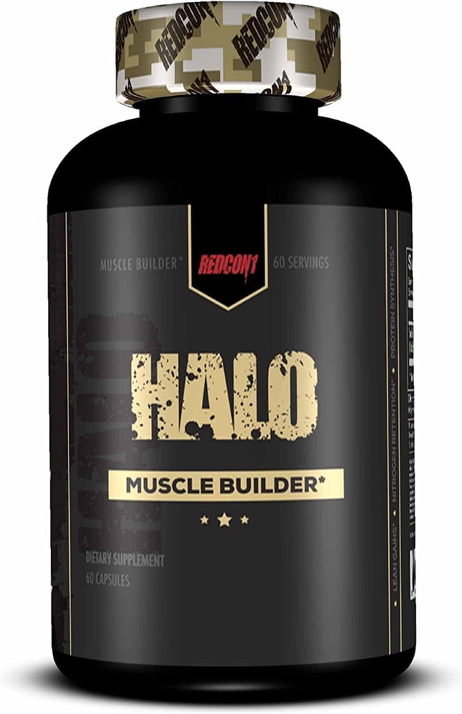 REDCON1 Halo Muscle Builder Supplemento - Gluten Free + Keto Friendly to Support Muscle Mass Growth - Contiene Estratto di radice Smilax cinese per migliorare la ritenzione di azoto (60 capsule)