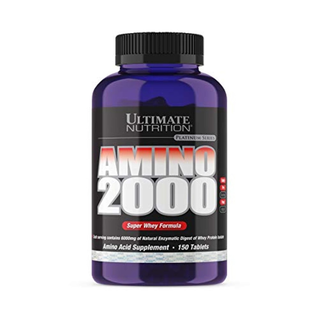 Ultimate Nutrition Amino 2000 compresse, Super Whey Formula, Aminoacidi Integratori con L-Leucina, L-Isoleucina e L-Valina, 2000mg, 150 compresse