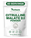 Polvere L-citrullina di purificazione 250g, supplemento di Citrullina Premium 2:1 di Malato per le prestazioni di resistenza e l'energia, polvere di malato della citrullina pre-allenamento - Migliora pompe e recupero del muscolo - 83 Serve