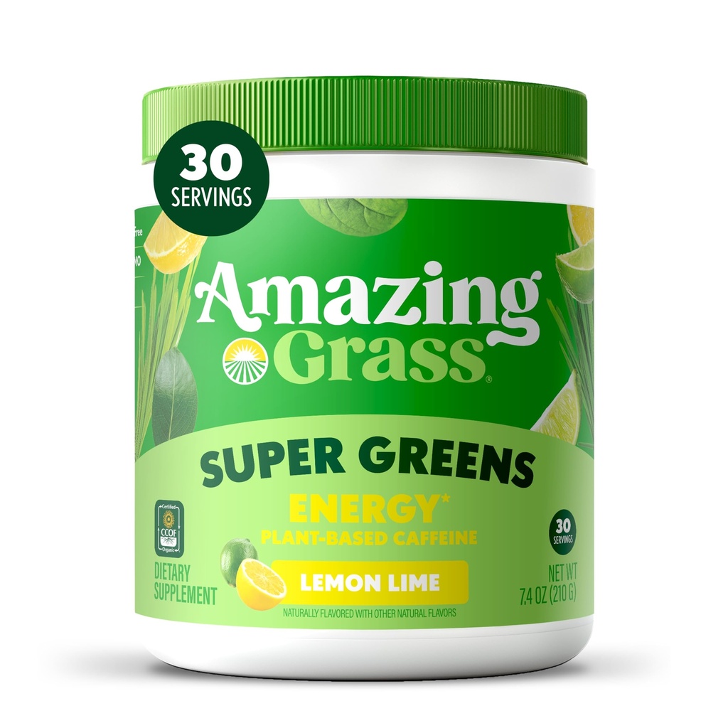 Sorprendente erba verdi miscela energia: Smoothie Mix, Super Greens polvere e pianta basato caffeina con Matcha verde tè e barbabietola radice polvere, Lime limone, 30 Servings (Packaging May Vary)