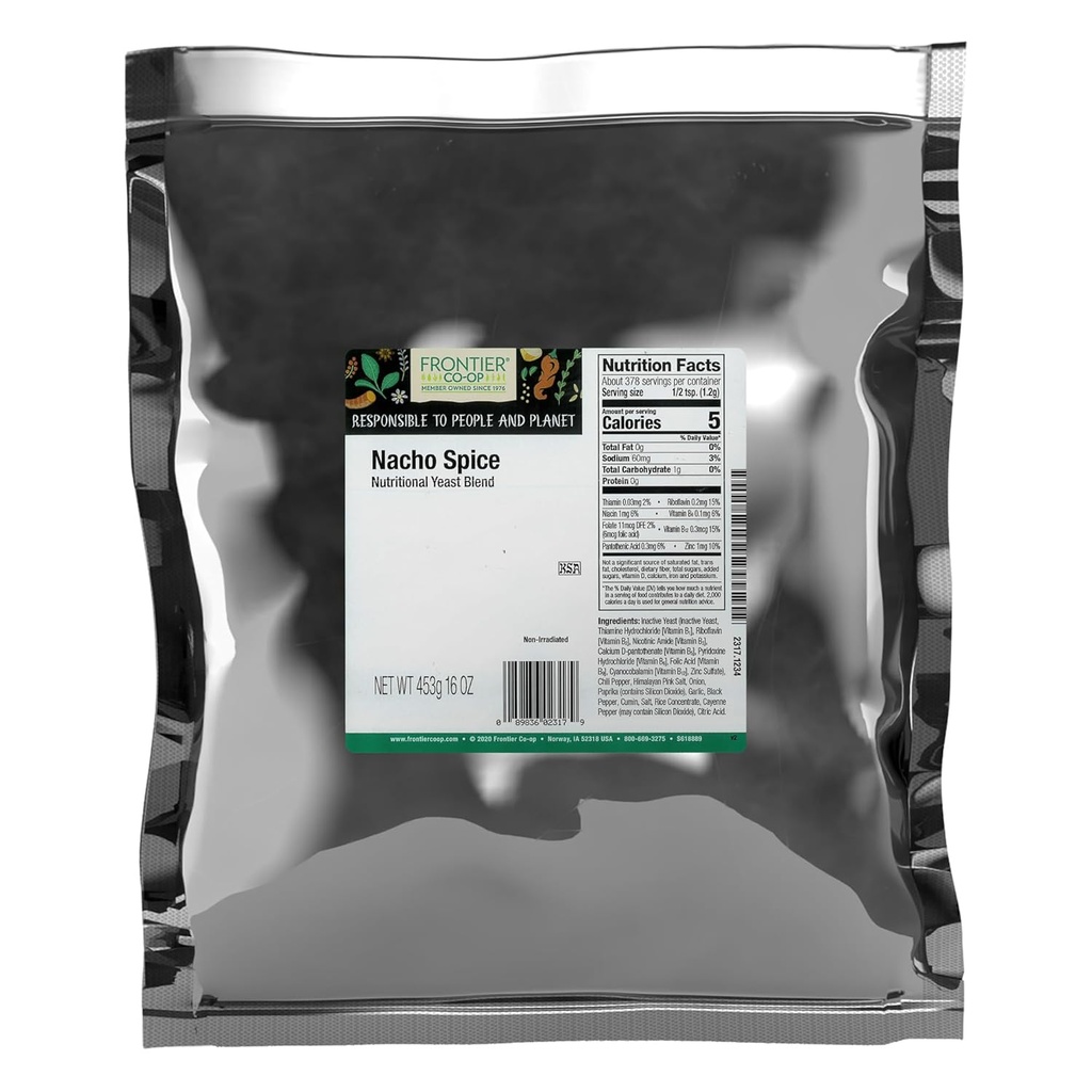 Nacho Spice Nutritional Yeast Blend, 1lb Bulk Bag - Bold Umami Cheese Flavor per Popcorn, Fondue, Pasta, Chips, Soups