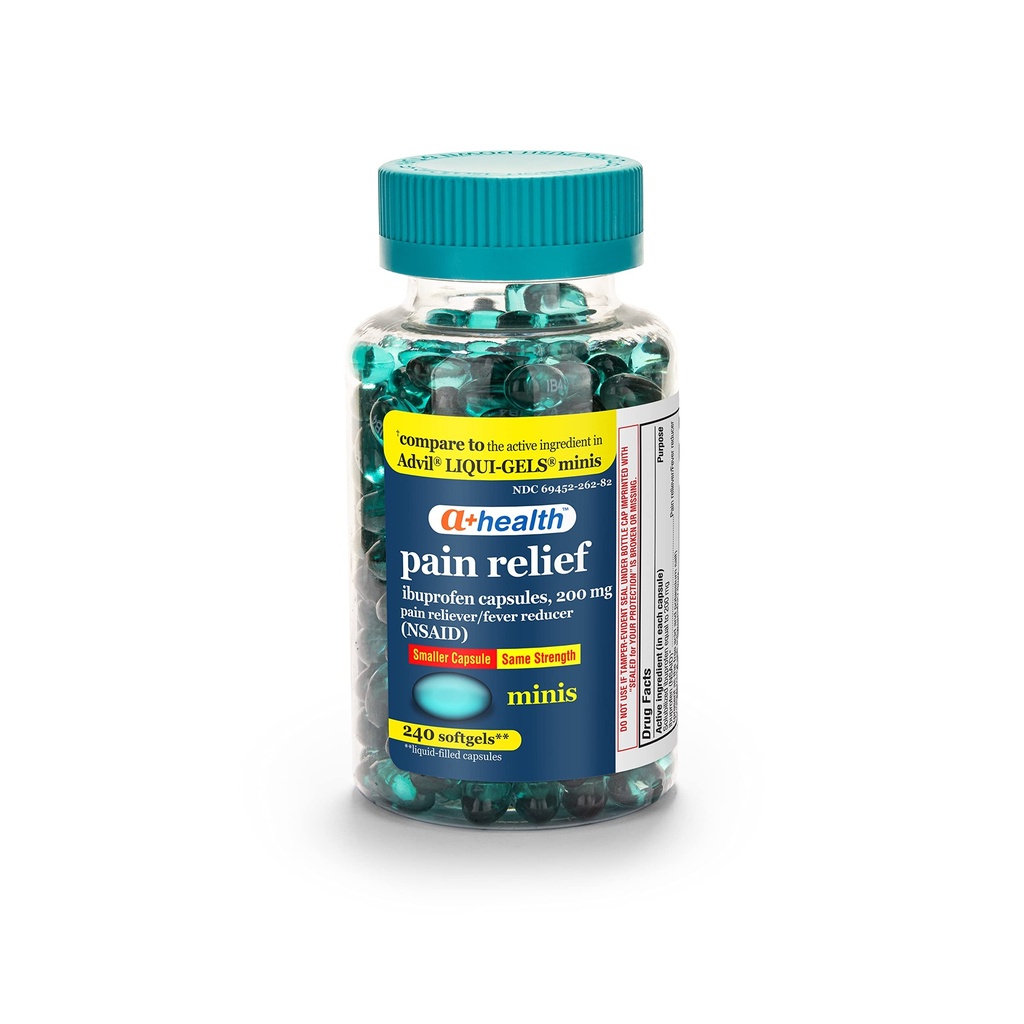 A+Health Mini Ibuprofen 200 Mg Softgels, Riduttore di dolore/Fever (NSAID), 240 Count