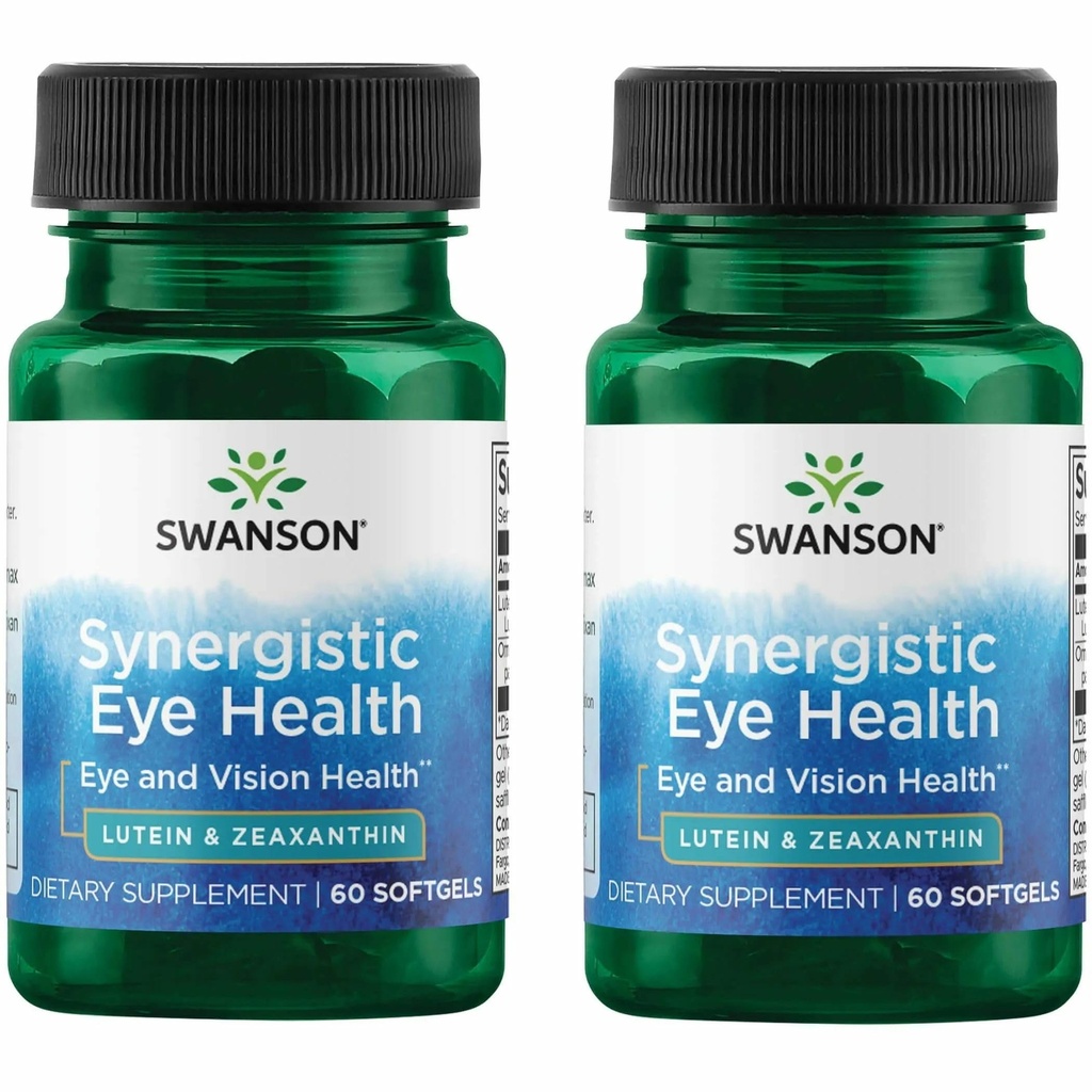 Swanson Lutein & Zeaxanthin Synergistic Eye Health Vision Retina Macula Supplement (Lutein 20 mg & OmniXan Zeaxanthin 2 mg) 60 Softgels Sgels (2 Confezione)