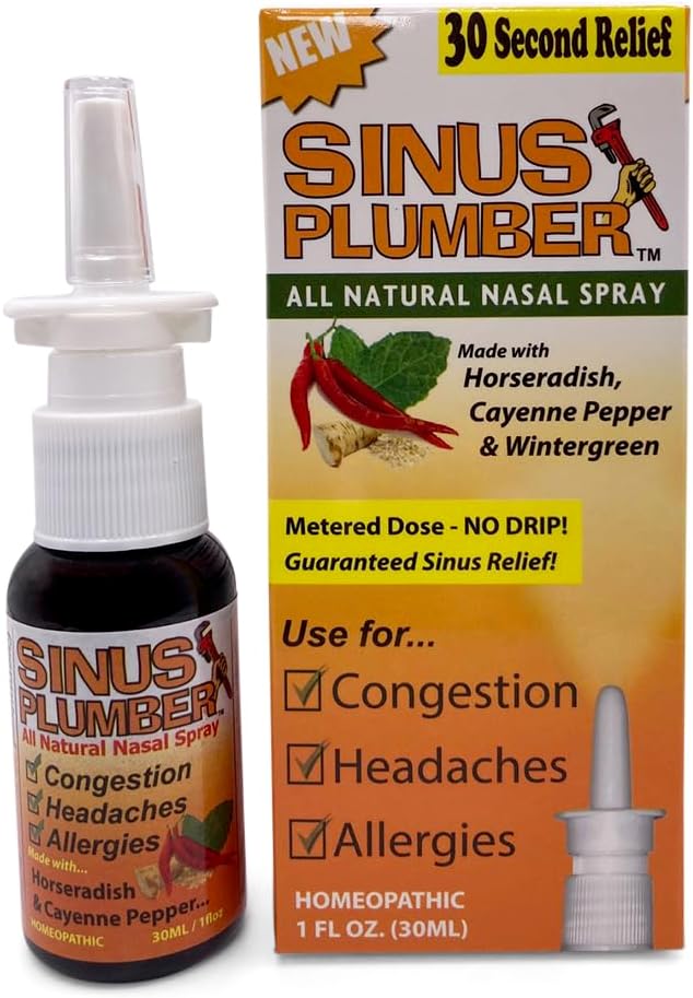 Sinus Plumber Pepper Nasal Spray, Allergy e Sinus Relief, Congestione, Mal di testa, 1 fl oz