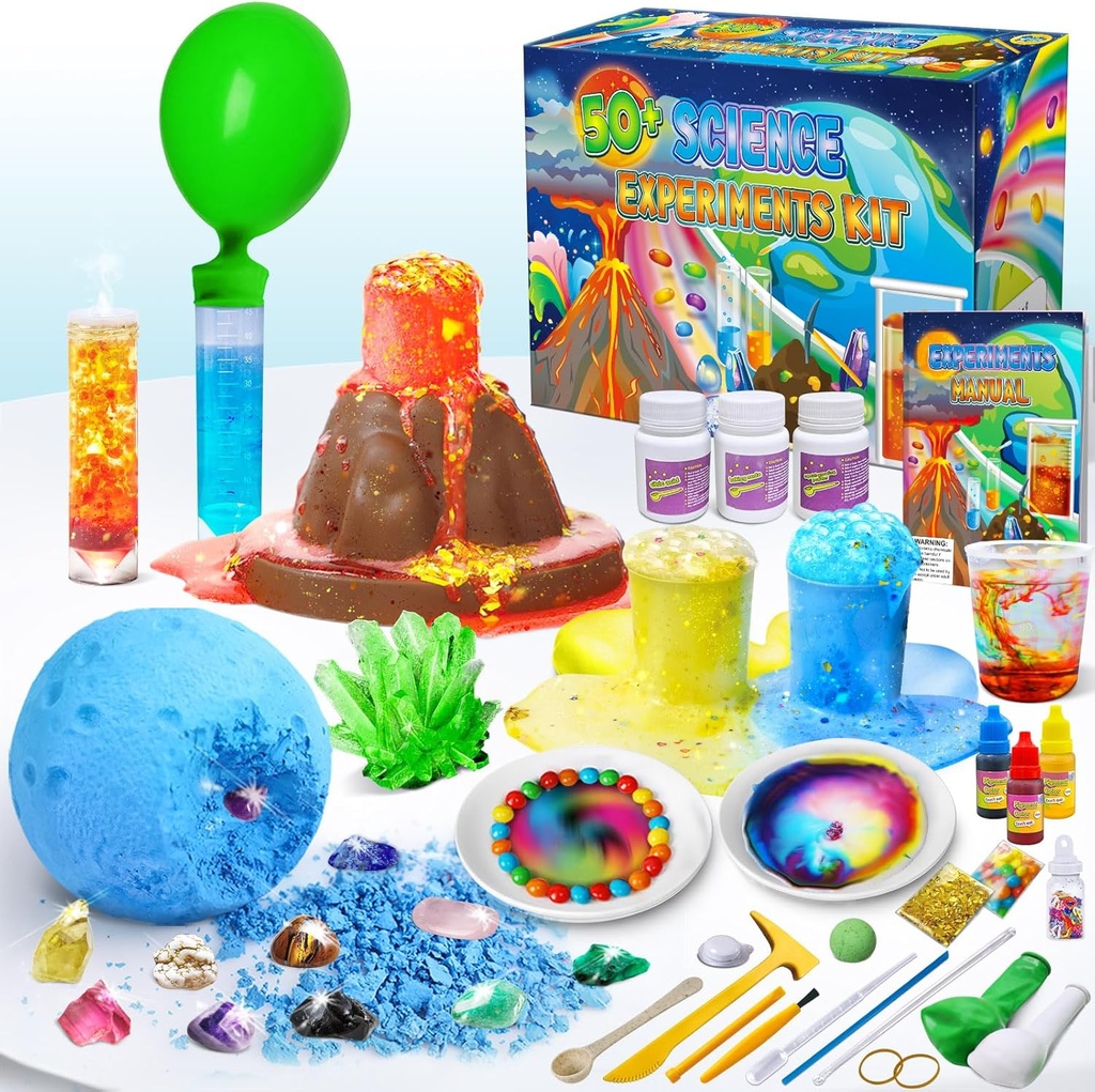 UNGLINGA 50+ Science Lab Experiments Kit per bambini, STEM Attività didattica Scientist Toys Regali per ragazzi Ragazze Chemistry Set, Gemstone, Volcano Eruzione