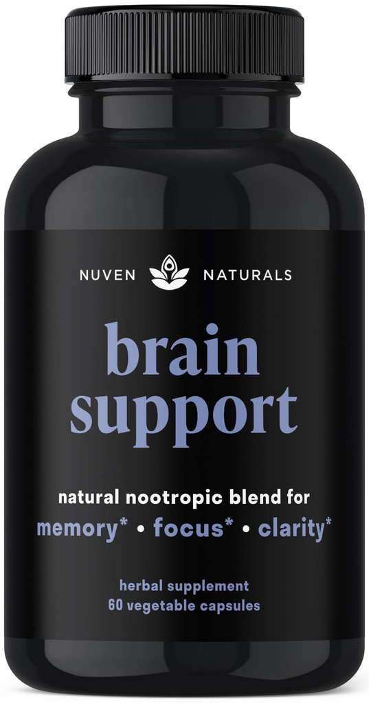 Brain Support Supplement - Natural Memory and Focus Supplement with Lion’s Mane, Ginkgo Biloba, Bacopa Monnieri & Ashwagandha Root - Natural Nootropics & Brain Booster | 60 Capsule