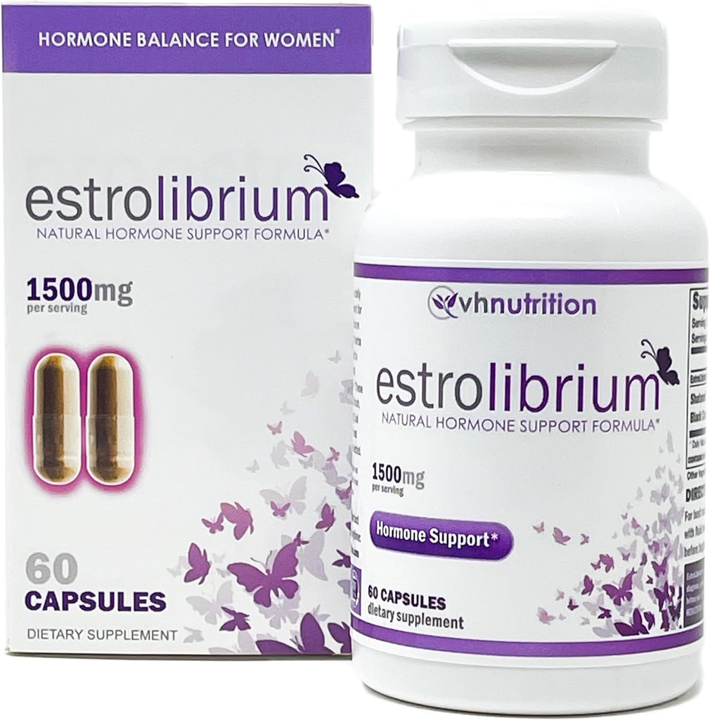 VH Nutrition ESTROLIBRIUM | Equilibrio dell'ormone per le donne* | Menopause Supplemento* | Cohosh nero, Shatavari, Chaste Tree Berry (Vitex), Dong Quai | 60 capsule in Easy to Swallow Pills