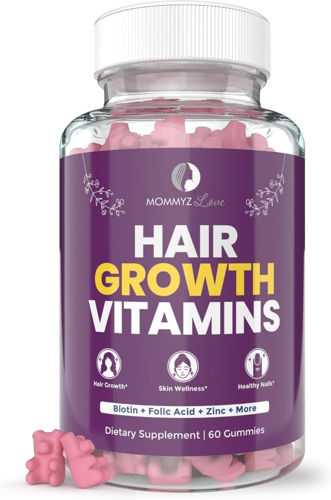 Momz amore biotina Gummies 5000mcg per la crescita dei capelli e la pelle radiante durante il periodo di recupero e regolazione post Partum - Post Partum Vitamine con Folate