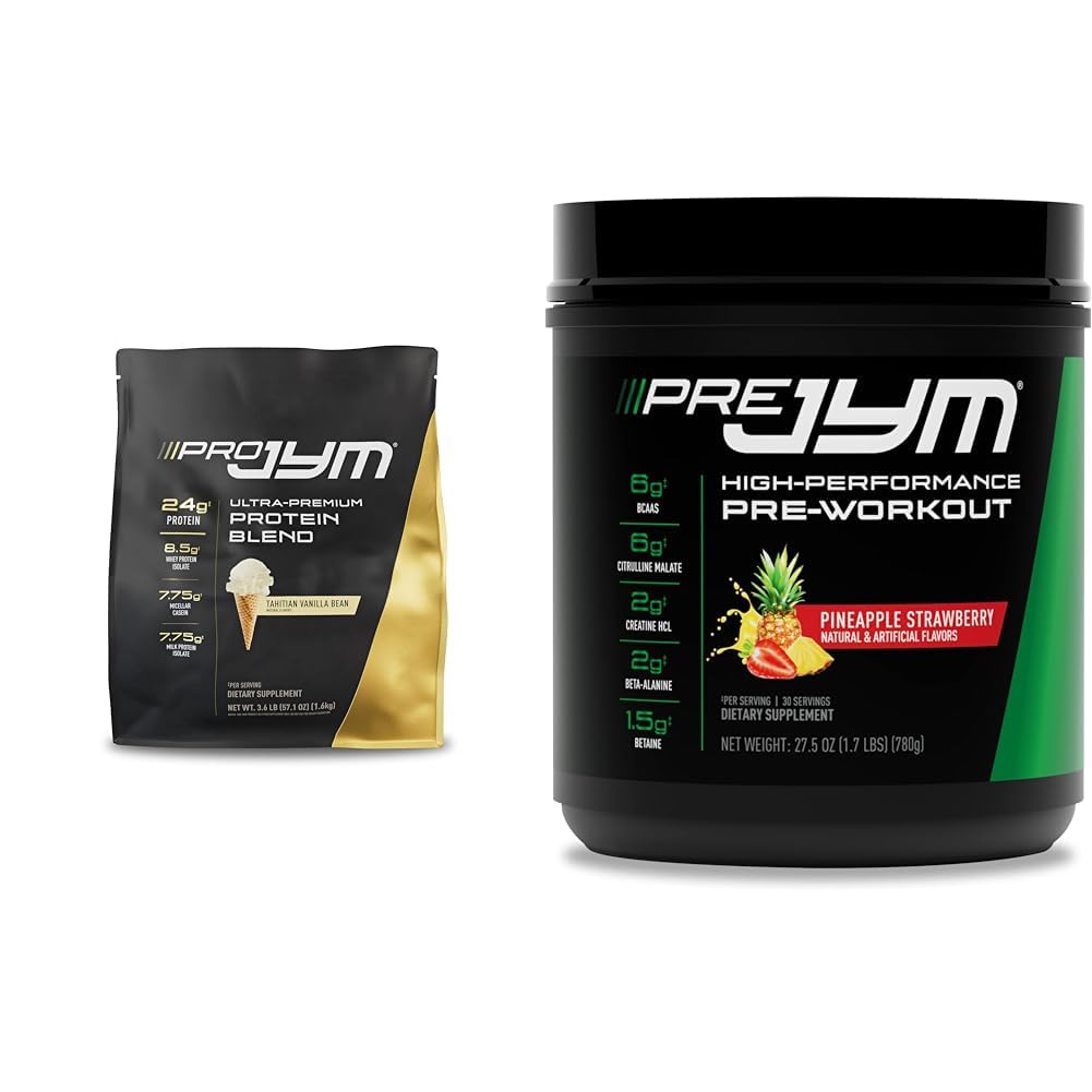 PRO JYM 45 Serve - Tahitian Vanilla Bean & PRE JYM 30 Serve - Ananas Fragola