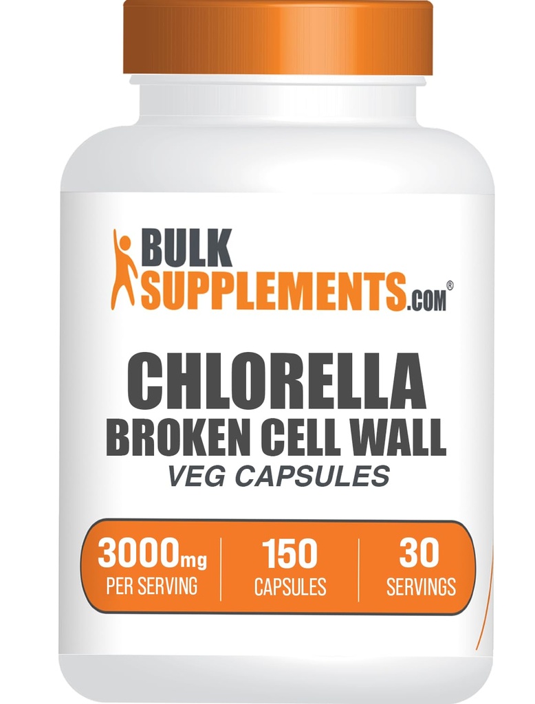 BulkSupplements.com Capsule clorella - Muro cellulare rotto, Supplemento clorella - Supplemento Superfood, Vegan & Gluten Free, 5 capsule per porzione, 150 conteggio (Pack of 1)
