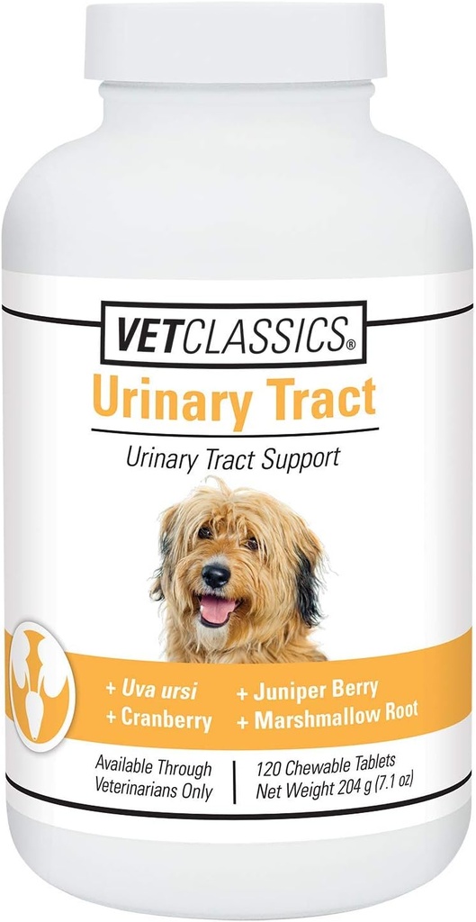 Vet Classics Urinary Tract Dog Supplement- Supporto del tratto urinario per cani, Pet Incontinence- Supplementi del cane di mirtillo- Compresse da masticare 120 Ct.