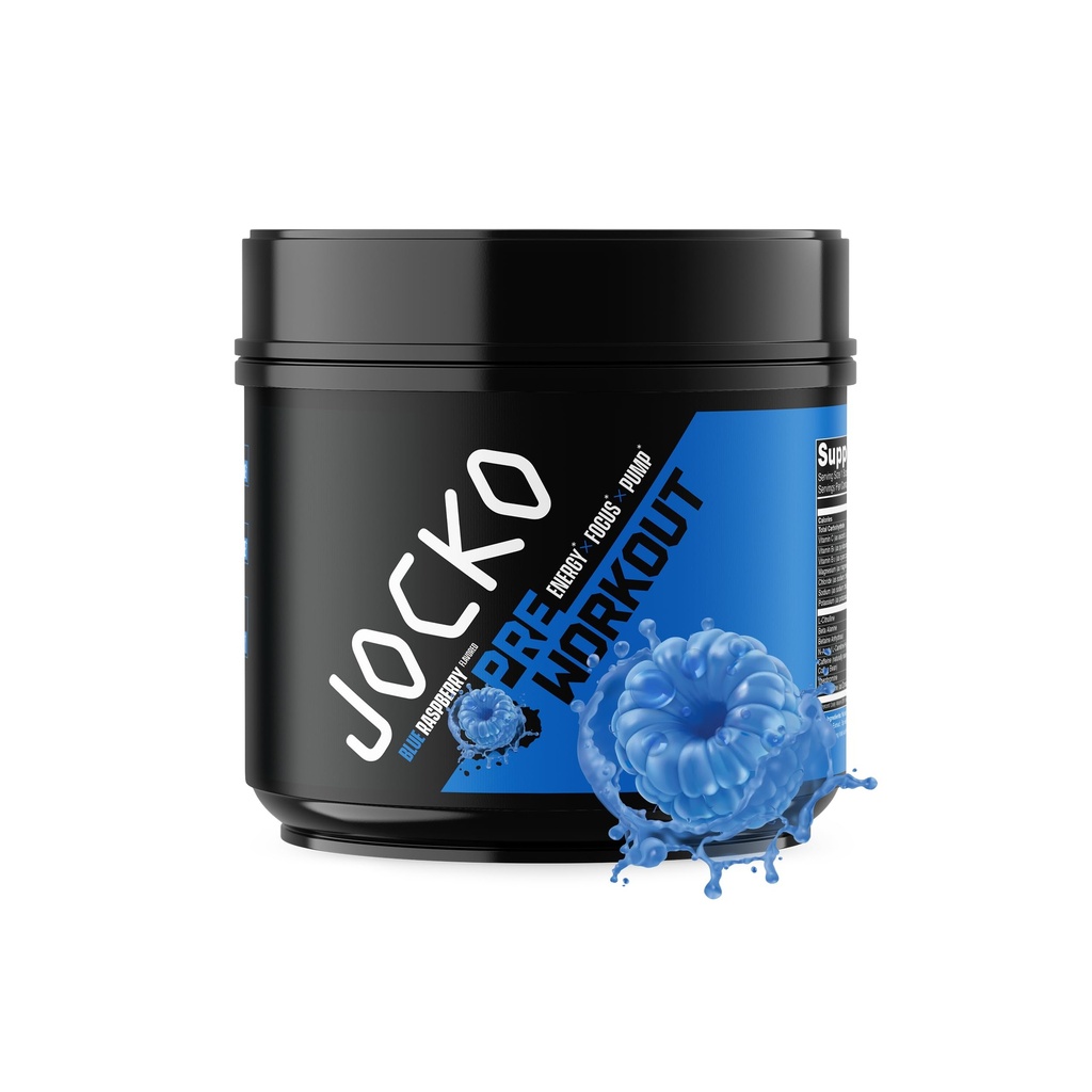 Jocko Fuel Ultimate Pre Workout Powder - Pre-Workout Energy Powder Drink per gli uomini e le donne - High Stim Sugar-Free Nootropic Blend per supportare la pompa del muscolo, l'energia e il recupero 200mg Caffeine Blue Raspberry