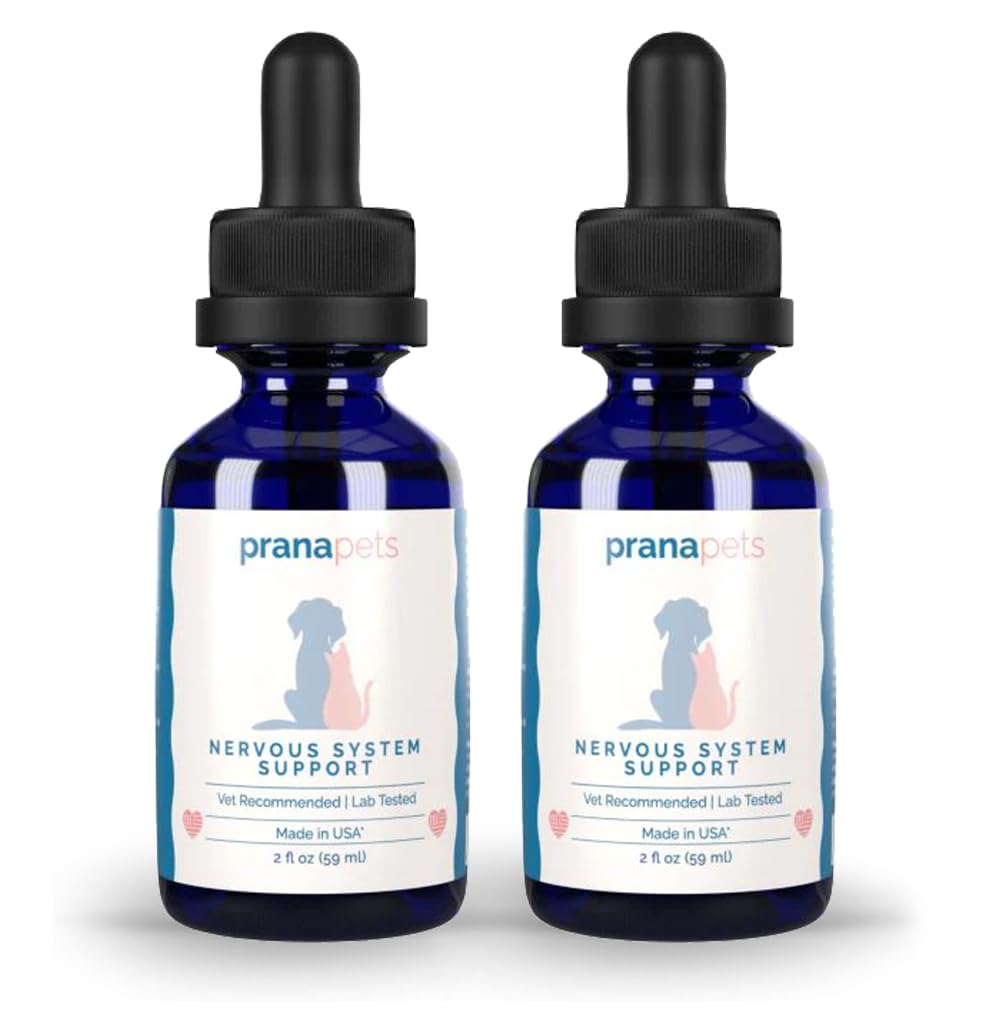 PranaPets Nervous System Support for Dogs and Cats | Herbal Formula Safely Aids in Riduzione della nervosità, Involuntary Muscle Movements