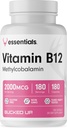 Vitamina B12 2000mcg - Methylcobalamin, Essentials (180 Serve, 180 capsule)