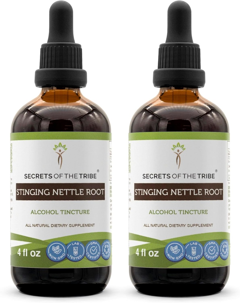 Segreti della Tribe Sting Nettle Root Tincture Alcohol Extract, High-Potency Herbal Drops, Tincture Fatto da Sting Nettle Urtica Dioica Respiratory and Urinary System Health 2x4 oz