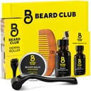 Il Kit di crescita del Beard Club Beard - Rullo Derma, Olio di crescita del cuscinetto, Balm di Sandalo, Comb - Set regalo