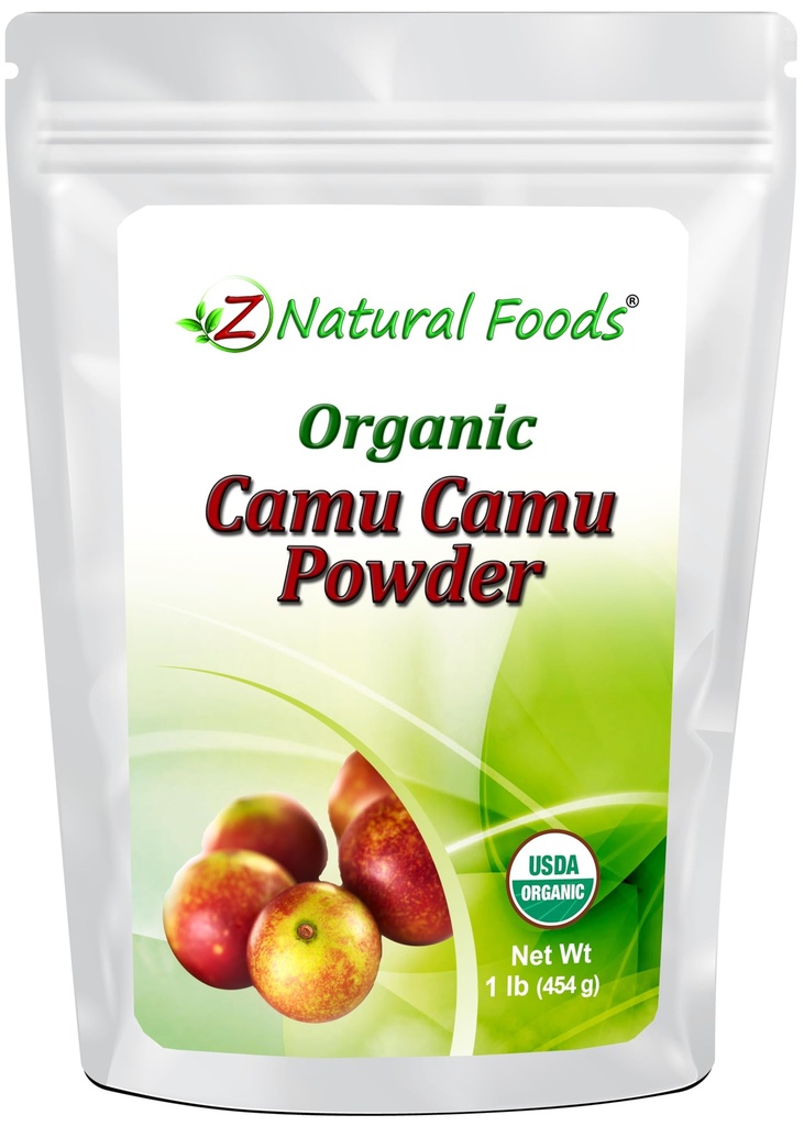 Z Natural Organic Camu Camu Polvere, Integratore di vitamina C naturale per il supporto immunitario & Mood Boost, Mix in Smoothies, Bevande & Ricette, Superfood Powder, Raw, Vegan, Non OGM, Gluten Free, 1 lb