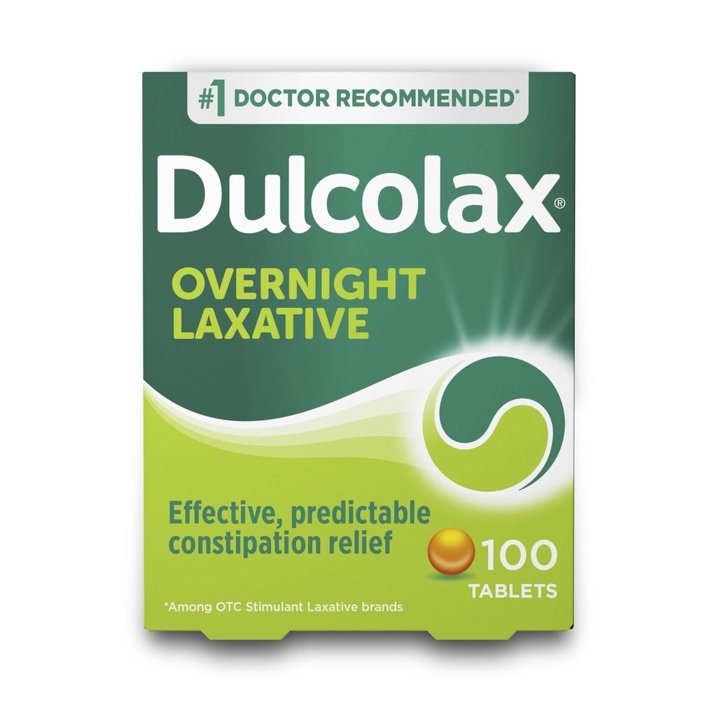 Dulcolax Stimulant Laxative Tablets, Predictable & Effective Constipation Relief, Relieve Straining & Bloating, Bisacodyl 5 mg, 100 Count