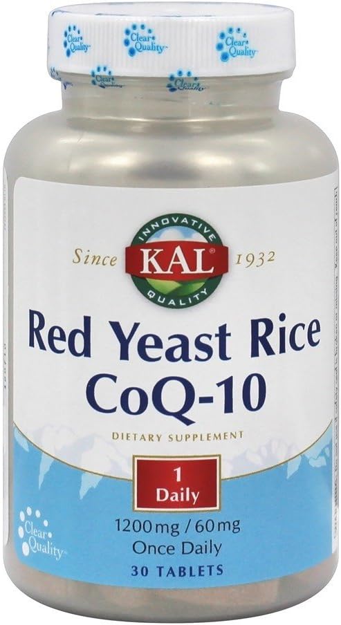 Riso di lievito rosso CoQ10 Una volta ogni giorno Kal 30 Tabs