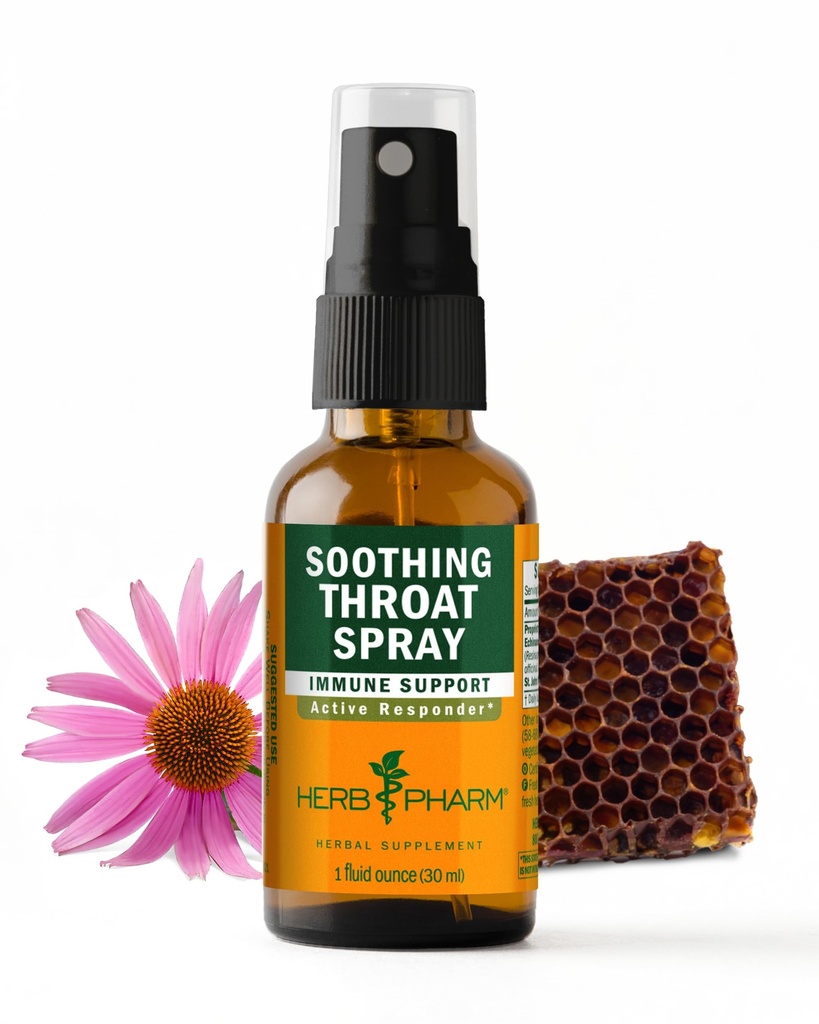 Herb Pharm Soothing Throat Spray Herbal Formula con Echinacea e Propolis, 1 Fl Oz (Pack of 1)