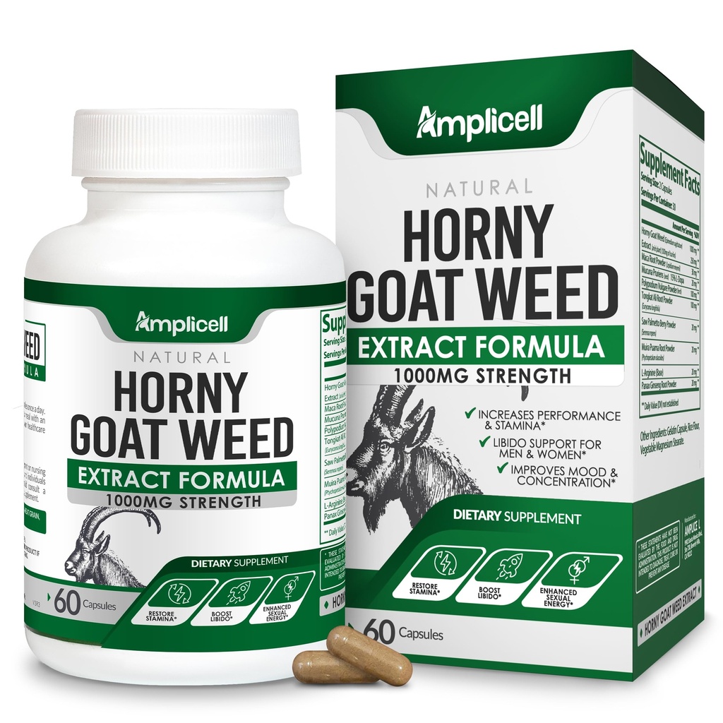 Horny Goat Weed with Maca Root, Tongkat Ali, L-Arginine & Panax Ginseng – Maschio Performance & Libido Booster Supplement – Energy, Stamina & Vitality Pills for Men & Women – 60 Capsule