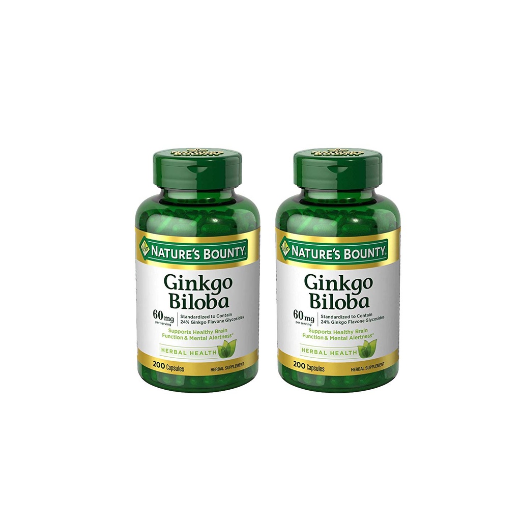 Natura Bounty Ginkgo Biloba 60mg capsule, 200 Conte (Pack of 2)