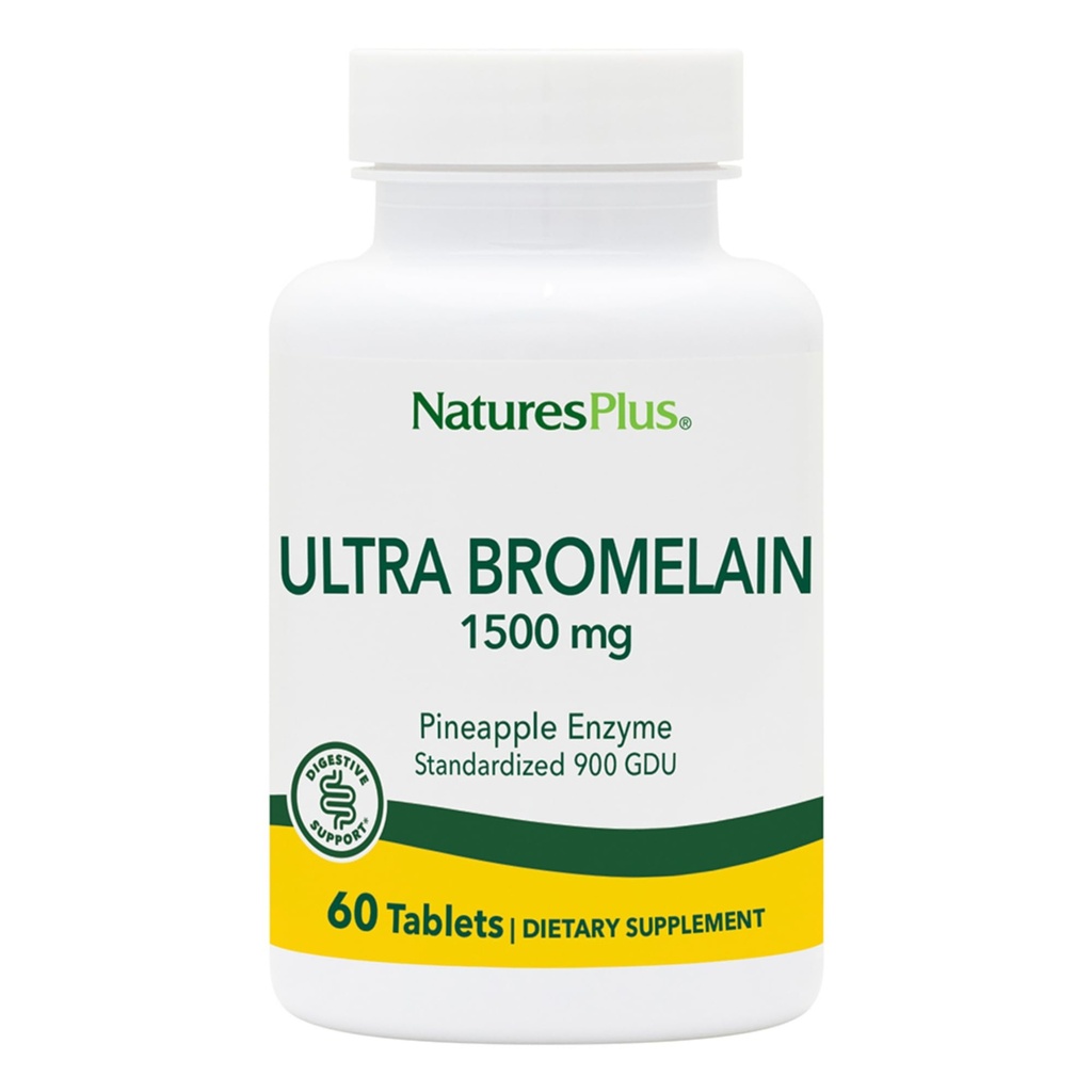 NaturesPlus Ultra Bromelain - 60 Compresse - 1500 mg di Ananas Bromelain - Fornisce supporto congiunto e promuove la salute digestiva - 60 Serve