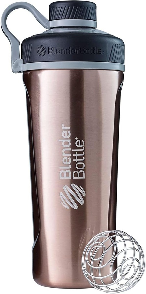BlenderBottle Radian Shaker Cup Bottiglia di acqua isolata in acciaio inox con filo Whisk, 26-Ounce, Rame