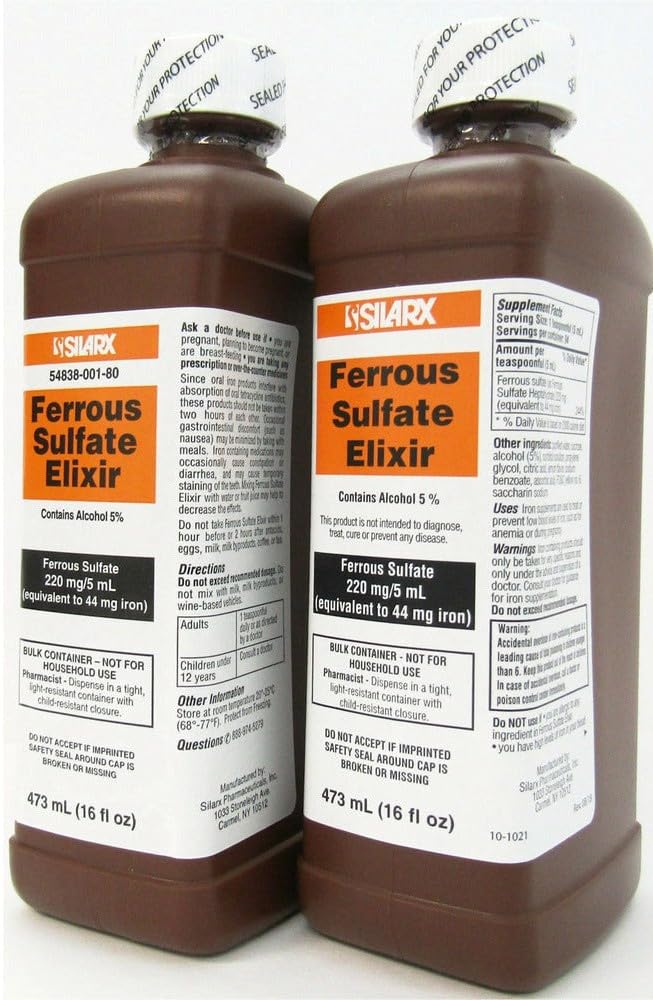 Sulfate Elixir 220mg/5mL 16oz Bottiglia - 4 Pack