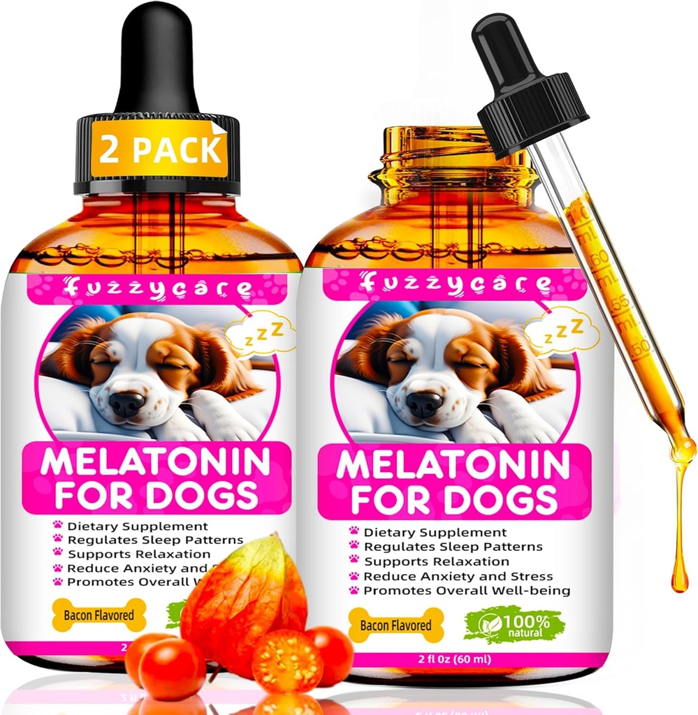 2 Pack Melatonina per cani, Anxiety Relief Dog Melatonin, Momenti silenziosi Aiuto calmante per cani Melatonina per cani e gatti, Dog Sleep Aid, Promuovere Relax & Deep Sleep e Totale Benessere