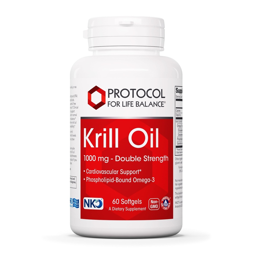 PROTOCOLLO PER LA VITA BALANCE Krill Oil 1.000mg - Supplemento olio di Krill extra-forza - DHA & EPA - con Astaxanthin - Cuore di supporto, Cervello, Giunti - Non OGM & Halal - 60 Softgels