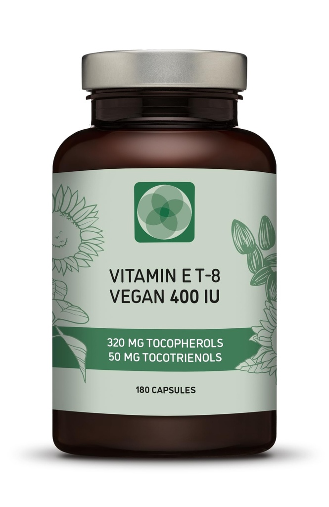 Vitamina E - Tutti 8 Tocoferoli + Tocotrienoli 400 IU Vegan - Alfa Tocoferolo/Tocotrienolo + Beta Tocoferolo/Tocotrienolo + Gamma Tocoferolo/Tocotrienolo + Delta Tocoferolo/Tocotrienolo (180)
