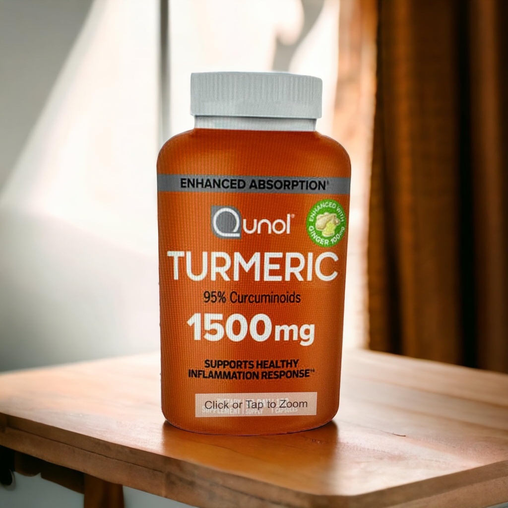 Curcumina currica con pepe nero e zenzero, Qunol 1500mg Estratto di curcuma con 95% Curcuminoidi, Assorbimento potenziato, Supporta risposta di infiammazione sana, 180 capsule vegetariane