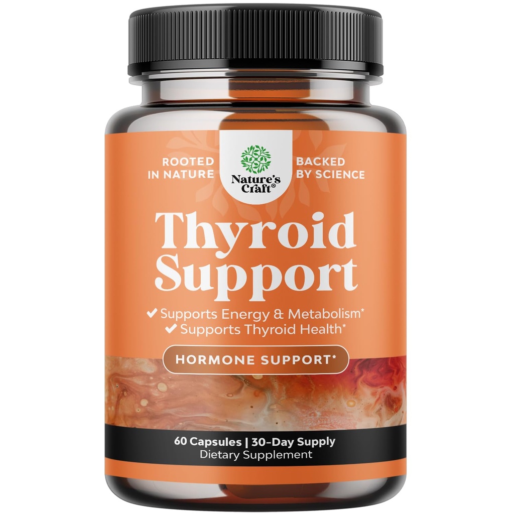 Herbal Thyroid Support Complex - Potente Kelp Iodine Supplemento con L Tyrosine, Bladderwrack, Selenium & Pure Ashwagandha per l'equilibrio dell'ormone - Mood & Energy Pills - 60 Count